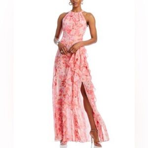 NWT Eliza J Floral Reverse Halter Dress Size 4